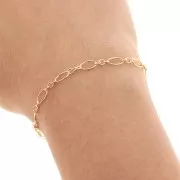 Chaîne maille fantaisie alternée (1x3) 4,2 mm en Gold filled (or laminé) x 50cm