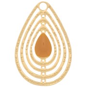 Breloque goutte ajourée avec résine époxy 18x12 mm - Doré - Moutarde x1|raw }}