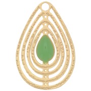 Breloque goutte ajourée avec résine époxy 18x12 mm - Doré - Mint x1