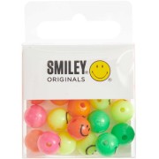 Assortiment de 21 perles rondes Smiley® 10 mm - Fluo - Noir|raw }}
