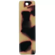 Pendentif rectangle 27x8 mm en acétate - Ecaille de tortue - Marron - Noir x1