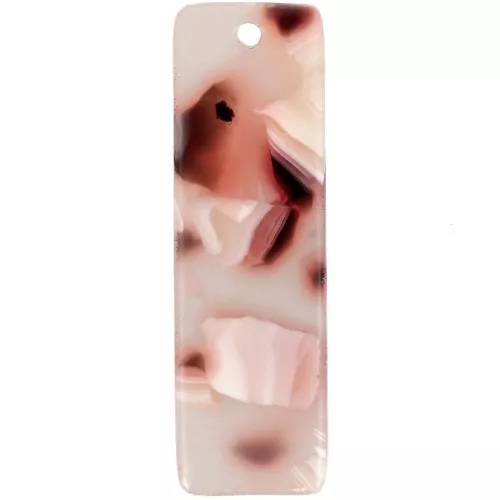 Pendentif rectangle en acétate 27x8mm Ecaille tortue Marron clair - Blanc - Noir