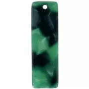 Pendentif rectangle 27x8 mm en acétate - Ecaille de tortue - Vert foncé - Noir x1