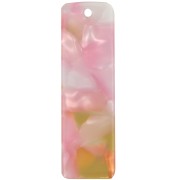 Pendentif rectangle 27x8 mm en acétate - Ecaille de tortue - Rose nacré - Miel x1