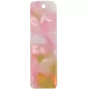 Pendentif rectangle 27x8 mm en acétate - Ecaille de tortue - Rose nacré - Miel x1