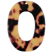 Pendentif ovale évidé en acétate 47x35 mm - Ecaille de tortue - Marron - Noir x1|raw }}