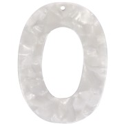 Pendentif ovale évidé en acétate 47x35 mm - Ecaille de tortue - Blanc nacré x1|raw }}