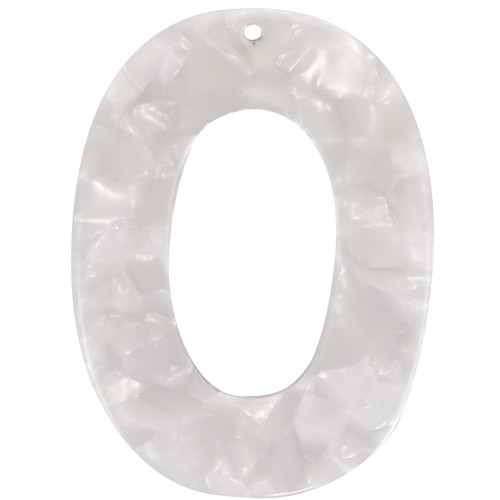 Pendentif ovale évidé 47x35 mm en acétate - Ecaille de tortue - Blanc nacré x1