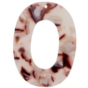 Pendentif ovale évidé 47x35 mm Ecaille tortue - Marron clair - Blanc - Noir x1|raw }}