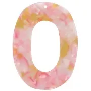 Pendentif ovale évidé en acétate 47x35 mm - Ecaille de tortue - Rose nacré - Miel