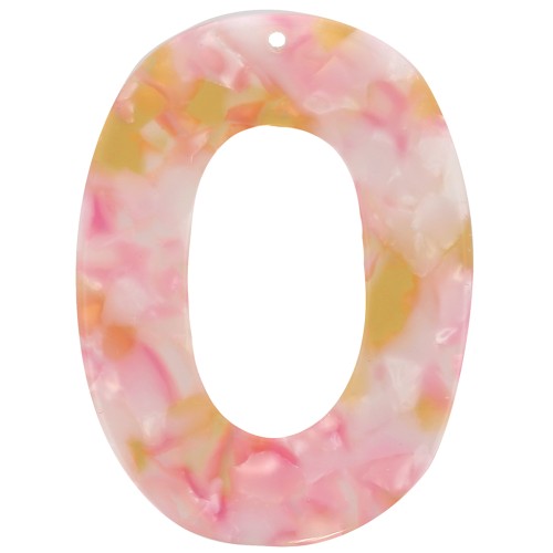 Pendentif ovale évidé en acétate 47x35 mm - Ecaille de tortue - Rose nacré - Miel