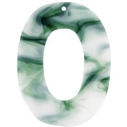Pendentif ovale évidé en acétate 47x35 mm - Marbré Vert foncé - Blanc x1|raw }}
