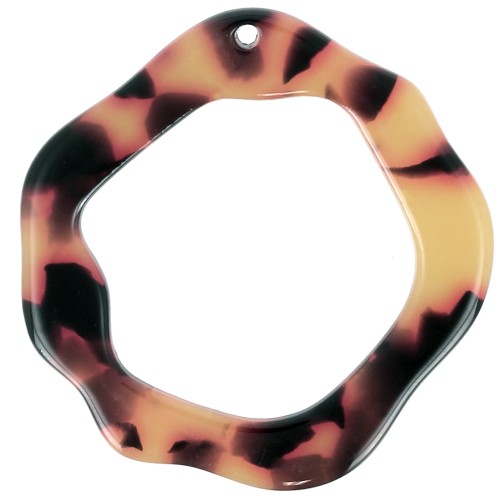Pendentif irrégulier évidé en acétate 39x38 mm - Ecaille de tortue - Marron - Noir