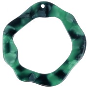 Pendentif irrégulier évidé 39x38 mm - Ecaille de tortue - Vert foncé - Noir x1|raw }}