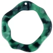 Pendentif irrégulier évidé 39x38 mm - Ecaille de tortue - Vert foncé - Noir x1