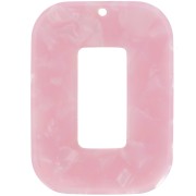 Pendentif rectangle évidé en acétate 40x30 mm - Ecaille de tortue - Rose nacré