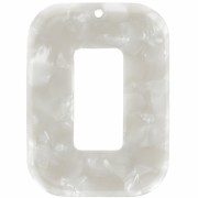 Pendentif rectangle évidé en acétate 40x30 mm - Ecaille de tortue - Blanc nacré|raw }}