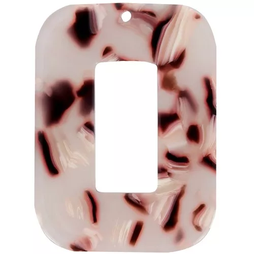 Pendentif rectangle évidé 40x30 mm Ecaille de tortue - Marron clair - Blanc - Noir