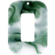 Pendentif rectangle évidé en acétate 40x30 mm - Marbré Vert foncé - Blanc x1|raw }}