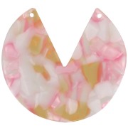 Pendentif rond 2 trous en acétate 43 mm - Ecaille de tortue - Rose nacré - Miel x1
