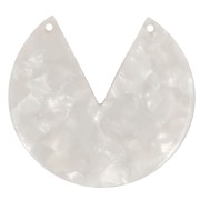 Pendentif rond 2 trous en acétate 43 mm - Ecaille de tortue - Blanc nacré x1|raw }}