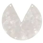 Pendentif rond 2 trous en acétate 43 mm - Ecaille de tortue - Blanc nacré x1