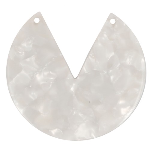 Pendentif rond 2 trous en acétate 43 mm - Ecaille de tortue - Blanc nacré x1