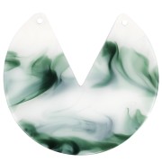 Pendentif rond 2 trous en acétate 43 mm - Marbré Vert foncé - Blanc x1|raw }}