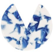 Pendentif rond 2 trous en acétate 43 mm - Marbré Bleu foncé - Ivoire x1|raw }}