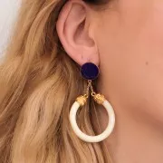 Intercalaire demi-rond pour créoles en résine transparente 41 mm - Ambre marbré x1