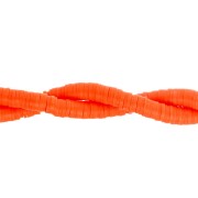 Perles Heishi rondelles en pâte polymère 6x1 mm - Orange fluo x45cm