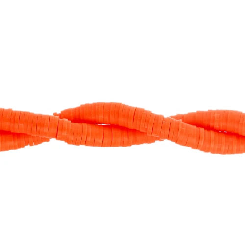 Perles Heishi rondelles en pâte polymère 6x1 mm - Orange fluo x45cm