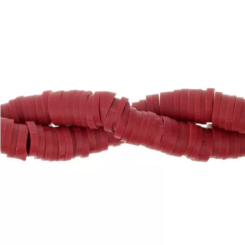 Perles Heishi rondelles en pâte polymère 6x1 mm - Bordeaux x44cm