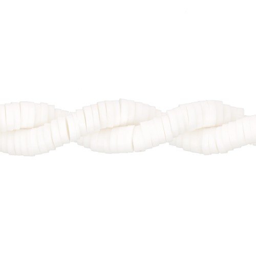 Perles rondelles Heishi en pâte polymère 4x1mm - Blanc x45cm