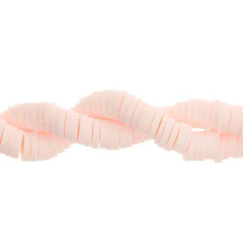 Perles rondelles Heishi en pâte polymère 5x1 mm - Beige rosé x40cm