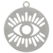 Breloque ronde 12 mm - motif oeil ajouré - Acier inoxydable 316L x1|raw }}