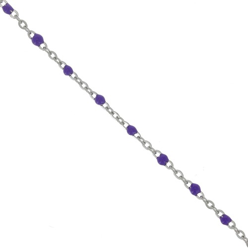 Chaîne avec perles en résine époxy 2 mm - Acier inoxydable 304 - Violet x1m