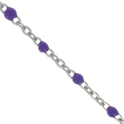 Chaîne avec perles en résine époxy 2 mm - Acier inoxydable 304 - Violet x1m