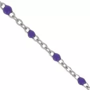 Chaîne avec perles en résine époxy 2 mm - Acier inoxydable 304 - Violet x1m