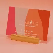 Porte carte en bois - support pour carte de visite 10x3 cm - Naturel x1