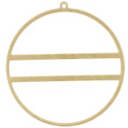 Pendentif cercle avec deux barres horizontales - 43 mm - Laiton brut x1