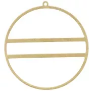 Pendentif cercle avec deux barres horizontales - 43 mm - Laiton brut x1