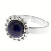 Bague boules diamantées - cabochon fond plat 8 mm Taille 54 à 58 - Argent 925 x1