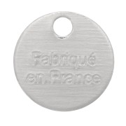 Breloques médaille 8 mm - Fabriqué en France - Placage Argent fin x5