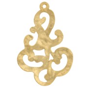 Pendentif filigrané design martelé 36x24 mm - Doré à l'or fin x1|raw }}