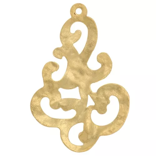 Pendentif filigrané design martelé 36x24 mm - Doré à l'or fin x1