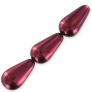 Perles poires nacrées 10x6 mm - Bordeaux x25