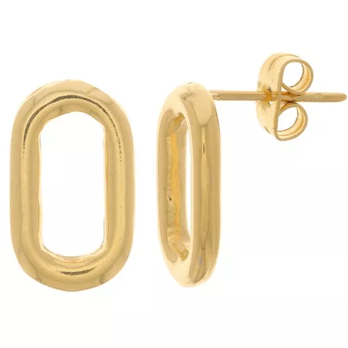 Boucles d'oreilles design ovale arrondi 16x9 mm - Doré à l'or fin x2