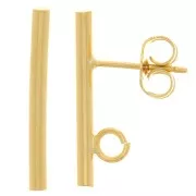 Clous d'oreilles barre ronde 20x2 mm - anneau ouvert - Doré à l'or fin x2