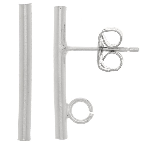 Clous d'oreilles barre ronde 20x2 mm - anneau ouvert - Argenté x2